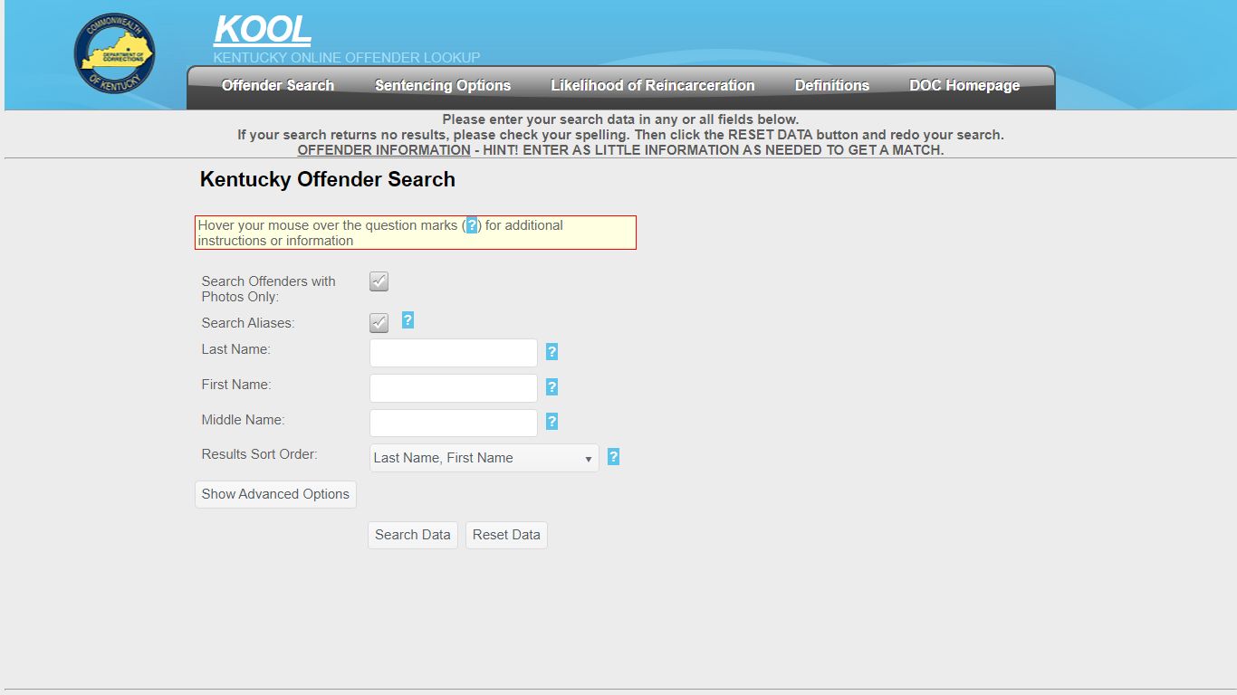 Offender Search - Kentucky Department of Corrections